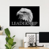Zwart-wit Motivatie leiderschap Eagle Poster (Thuiskantoor)