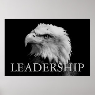 Zwart-wit Motivatie leiderschap Eagle Poster