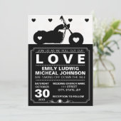 Zwart & Wit Motorfiets Biker Silhouet Bruiloft Kaart (Staand voorkant)