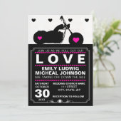 Zwart & Wit Motorfiets Biker Silhouet Bruiloft Kaart (Staand voorkant)