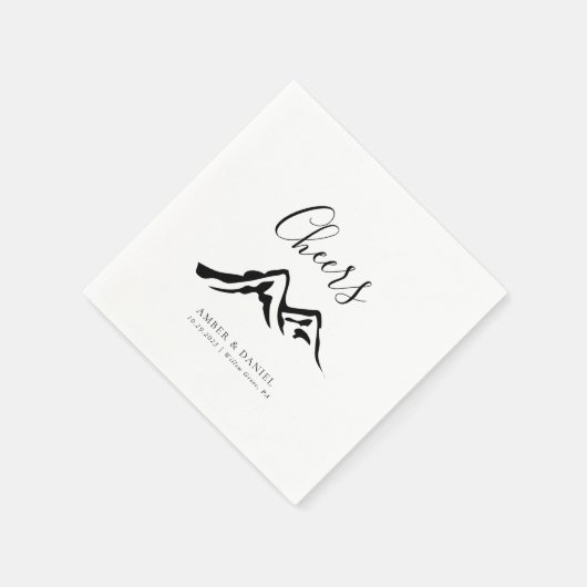 Zwart-wit Mountain bruiloft Proost Servet (Hoek)