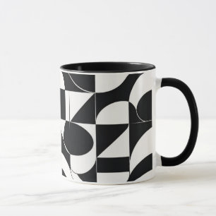 Zwart & Wit Mozaïek Abstract Geometrisch Patroon 6 Mok