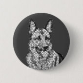 Zwart-wit Mozaïek Duitse Herder Button (Voorkant)