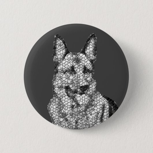 Zwart-wit Mozaïek Duitse Herder Button (Voorkant)