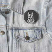 Zwart-wit Mozaïek Duitse Herder Button (In situ)
