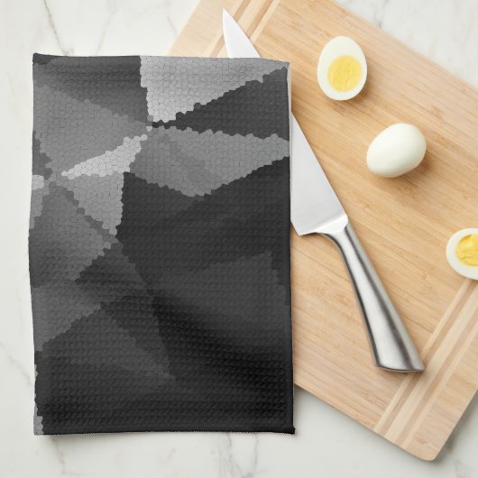 Zwart-wit mozaïekpatroon theedoek (Quarter Fold)