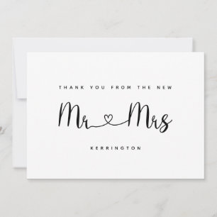 Zwart Wit Mr. & Mrs. Gold Chevron Patroon Wedding Bedankkaart