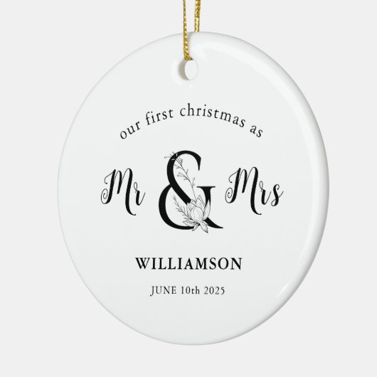 Zwart-wit Mr & Mrs PHOTO 1 Kerstmis Keramisch Ornament (Links)