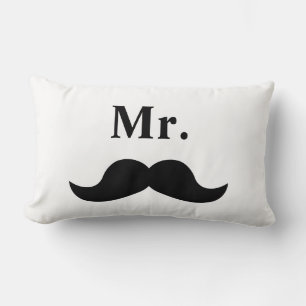 Zwart-wit Mr. Mustache Kussen