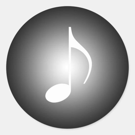 Zwart-wit Musical 8e noot Ronde Sticker (Voorkant)