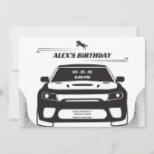Zwart-wit Mustang Auto verjaardag Kaart (Voorkant)