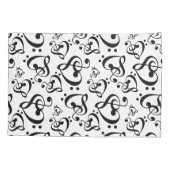 Zwart-wit muziek harten patroon kussensloop (Achterkant)