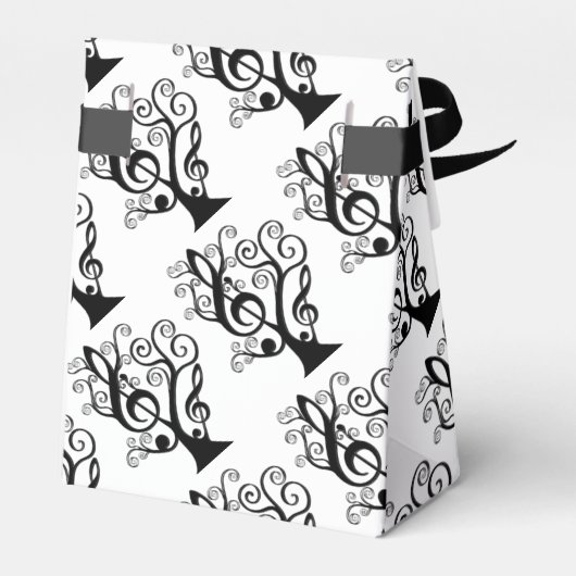 Zwart & Wit Muziek Treble Clef Tree Favor Box Bedankdoosjes (Achterkant)
