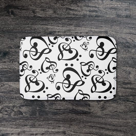Zwart-wit muzieknoot Clef Hearts Patroon Badmat