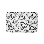Zwart-wit muzieknoot Clef Hearts Patroon Badmat (Voorkant)