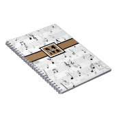 Zwart-wit Muzieknoot Muzikant Monogram Notitieboek (Rechterzijde)