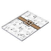 Zwart-wit Muzieknoot Muzikant Monogram Notitieboek (Linkerzijde)