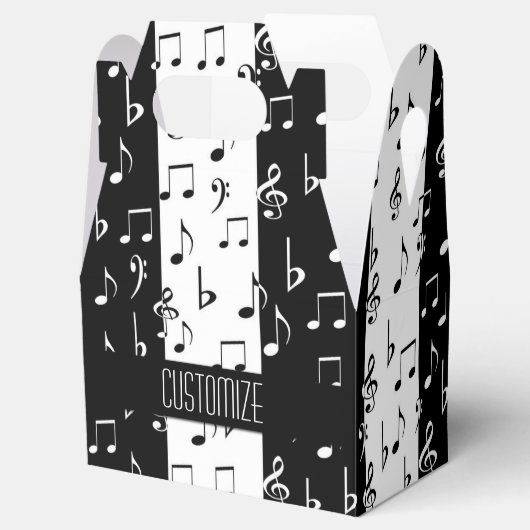 Zwart & Wit Muzikale Strepen Gable Favor Box Bedankdoosjes (Geopend)