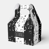 Zwart & Wit Muzikale Strepen Gable Favor Box Bedankdoosjes (Voorkant Zijde)