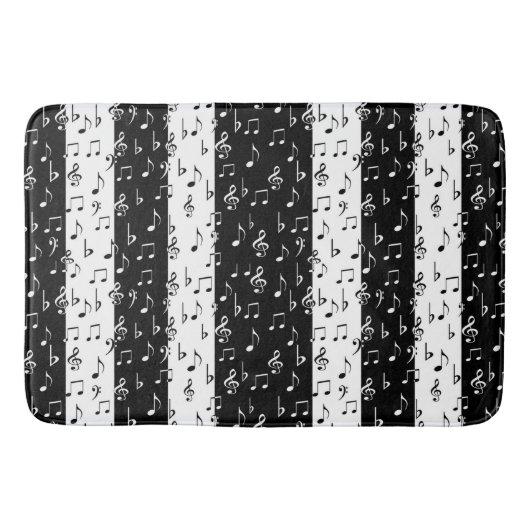 Zwart-wit muzikale stripes Bath Mat (Voorkant)