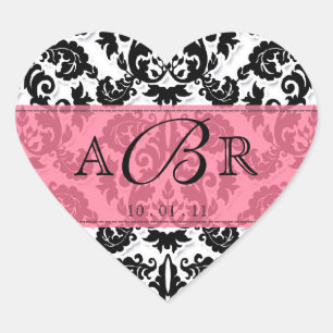 Zwart Wit n Hot Pink Fleur de Lis Damask Sticker