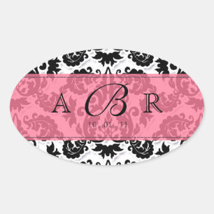 Zwart, Wit n Limoen Fleur de Lis Damask Sticker