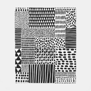 Zwart-wit naadloos doedelpatroon. Handtekening Fleece Deken