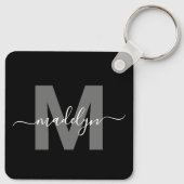 Zwart Wit Naam Monogram Sleutelhanger (Achterkant)