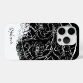 Zwart wit naam script lijn kunst bloemengrafiek Case-Mate iPhone case (Achterkant (horizontaal))