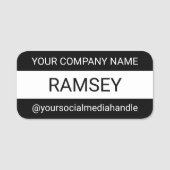 Zwart-wit Nametag Safety Pin Professional Naamplaatje (Voorkant)