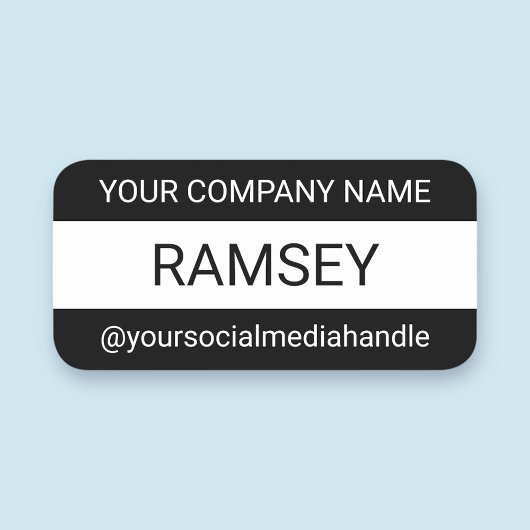 Zwart-wit Nametag Safety Pin Professional Naamplaatje