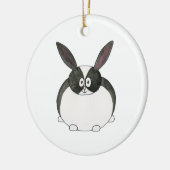 Zwart-wit Nederlands konijn. Keramisch Ornament (Links)