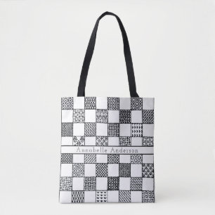 Zwart-wit Needlepoint aanpassen Draagtas