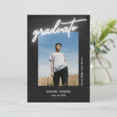 Zwart-wit neon foto afstuderen kaart (Staand voorkant)