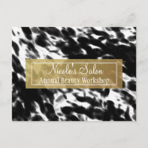 Zwart Wit & Nep Goud Chic Salon Evenement Postkaar Briefkaart