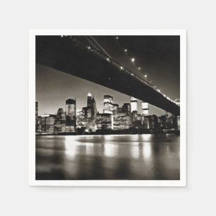 Zwart-wit New York bij nacht Servet