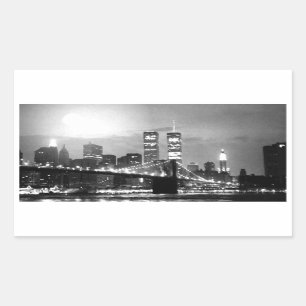 Zwart-wit New York City bij Night Rectangle Sti Rechthoekige Sticker