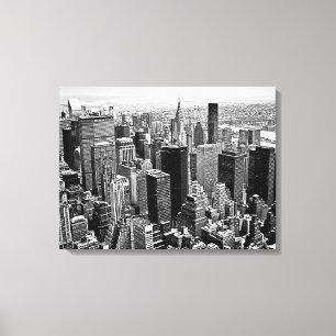 Zwart & Wit New York City Kunstwerk Wrapped Canvas Afdruk