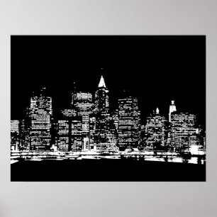 Zwart-wit New York City Pop Art Poster