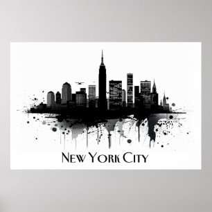 Zwart-wit New York City Skyline Poster