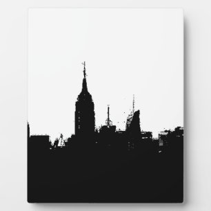 Zwart Wit New York Skyline Silhouet Plaque Fotoplaat