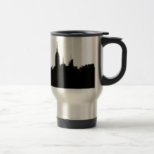 Zwart Wit New York Skyline Silhouet Reizen Mok