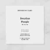 zwart wit nostalgie Sjabloon professional Vierkante Visitekaartje (Achterkant)