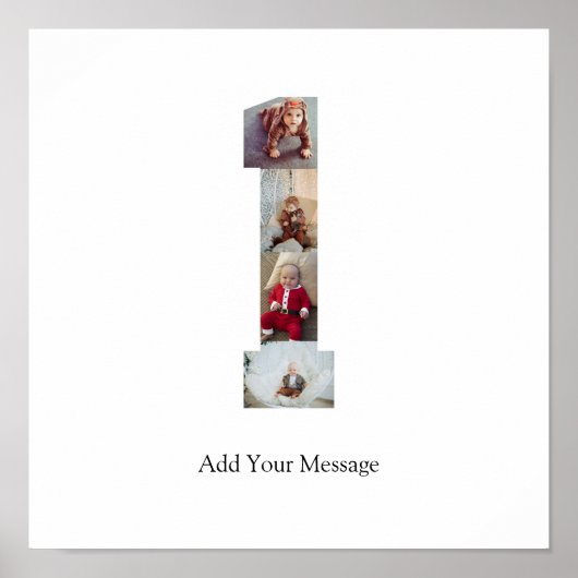 Zwart-wit Nummer 1 Fotocollage Poster (Voorkant)