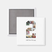 Zwart-wit Nummer 2 Fotocollage Magneet (Voorkant / Achterkant)