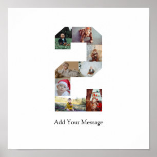 Zwart-wit Nummer 2 Fotocollage Poster