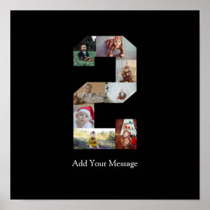 Zwart-wit Nummer 2 Fotocollage Poster