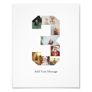 Zwart-wit nummer 3 foto collage afdruk