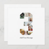 Zwart-wit nummer 3 foto collage bedankkaart (Voorkant / Achterkant)