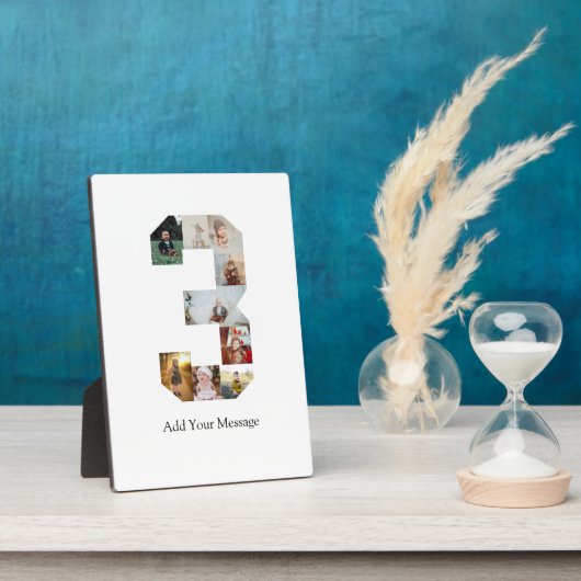 Zwart-wit Nummer 3 Fotocollage Fotoplaat (Zijkant)